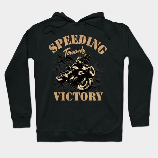 Speeding Towards Victory Motorcycle Drag Racing Racer Hoodie by Carantined Chao$